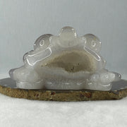 Natural White with Light Wuji Agate with Crystal 3 Legged Toast Display 318.2g 116.0 by 45.0 by 62.0mm - Huangs Jadeite and Jewelry Pte Ltd