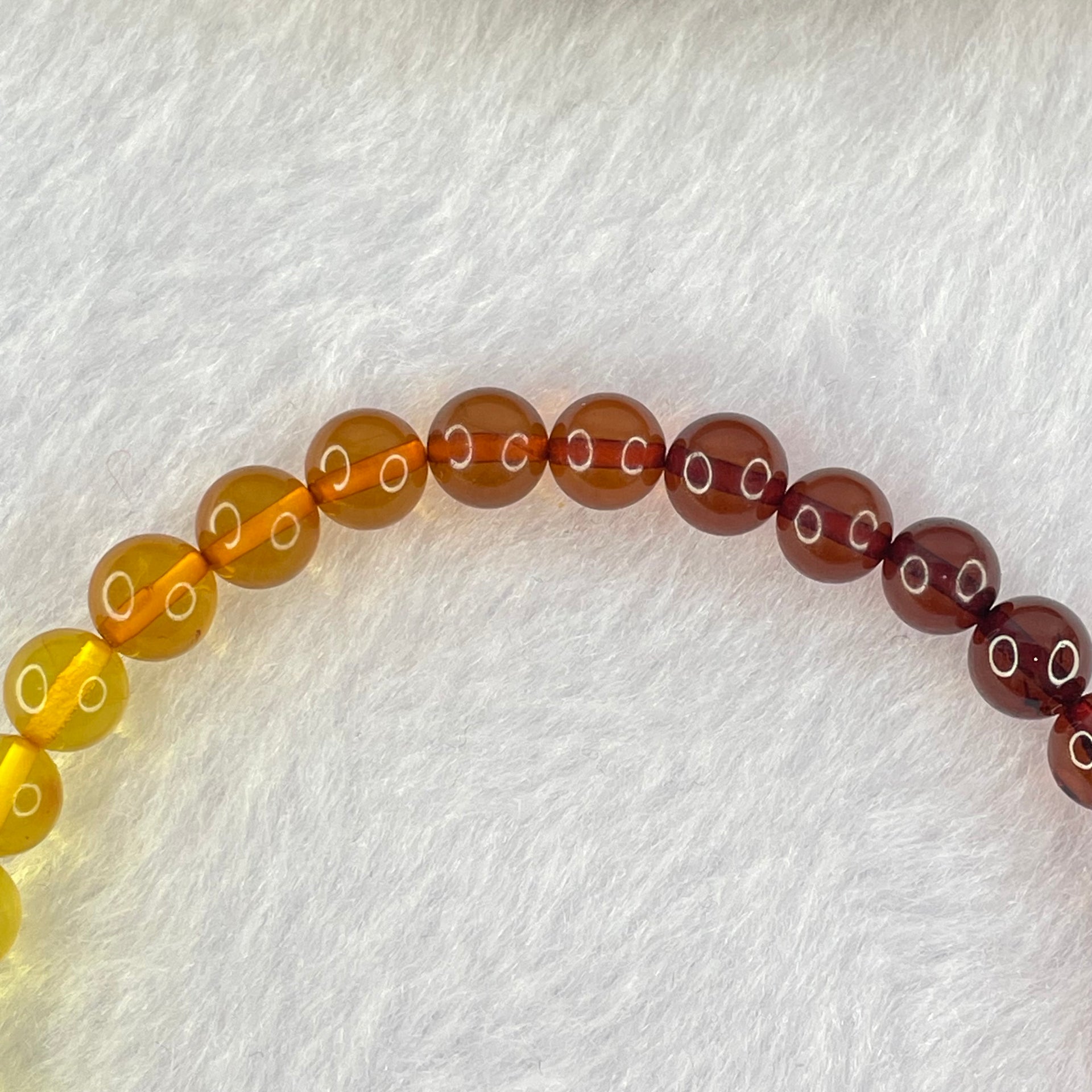Natural Mixed Color Amber Beads Bracelet 3.25g 15.5cm 5.9mm 32 Beads - Huangs Jadeite and Jewelry Pte Ltd
