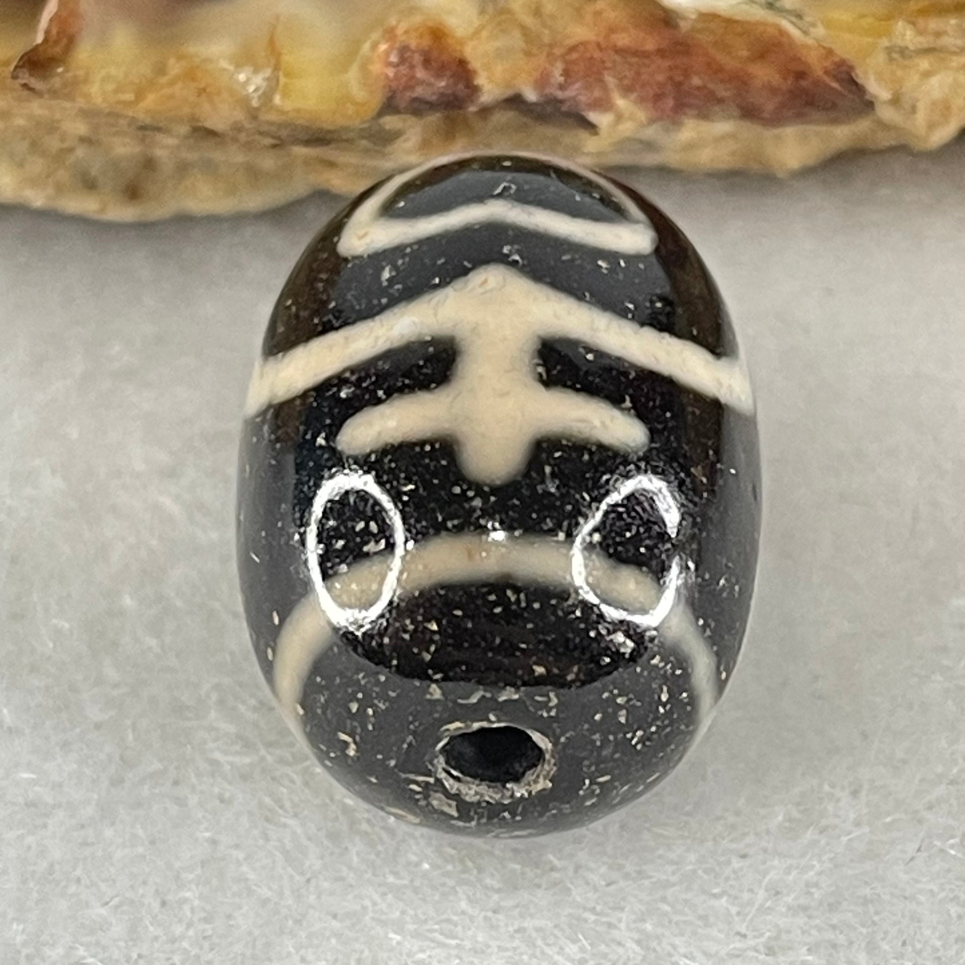 Natural Powerful Tibetan Old Oily Agate Double Nectar Vessel Dzi Bead Heavenly Master (Tian Zhu) 花蜜容器眼天珠 4.56g 17.8 by 13.1mm - Huangs Jadeite and Jewelry Pte Ltd