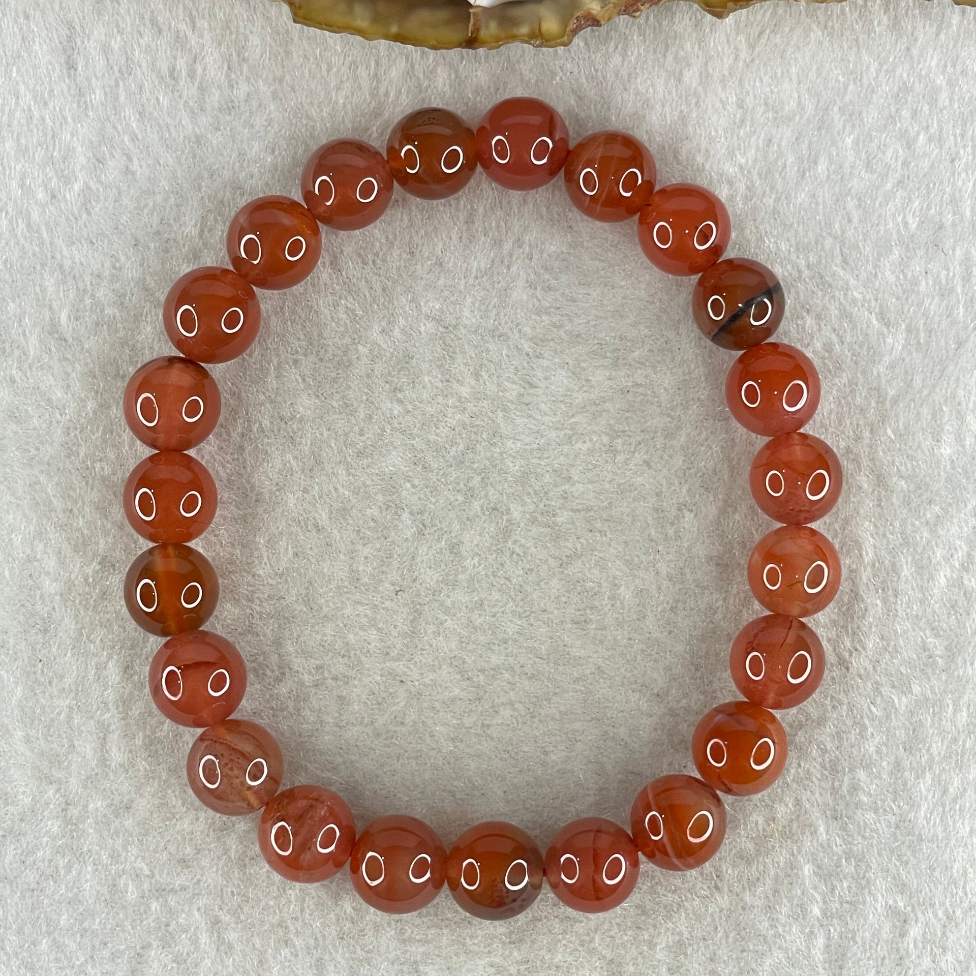 Natural Red Agate Beads Bracelet 16.91g 15cm 8.1mm 23Beads - Huangs Jadeite and Jewelry Pte Ltd