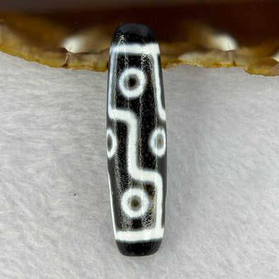 Natural Powerful Tibetan Old Oily Agate 9 Eyes Dzi Bead Heavenly Master (Tian Zhu) 九眼天诛 13.45g 48.4 by 12.7mm - Huangs Jadeite and Jewelry Pte Ltd