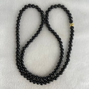 Type A Opaque Black Omphacite Jadeite Beads Necklace 45.34g 60cm 6.2mm 107 beads - Huangs Jadeite and Jewelry Pte Ltd