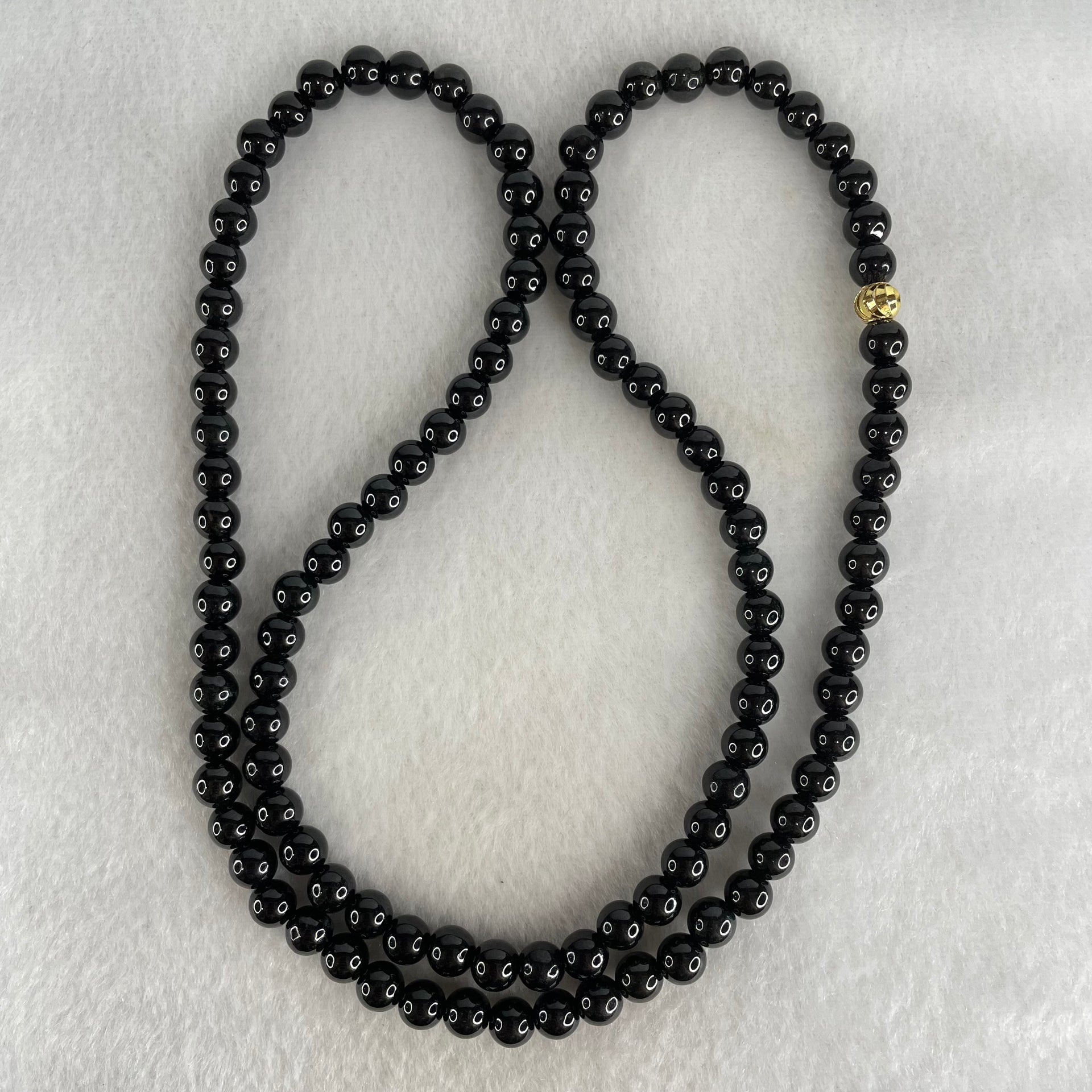 Type A Opaque Black Omphacite Jadeite Beads Necklace 45.34g 60cm 6.2mm 107 beads - Huangs Jadeite and Jewelry Pte Ltd