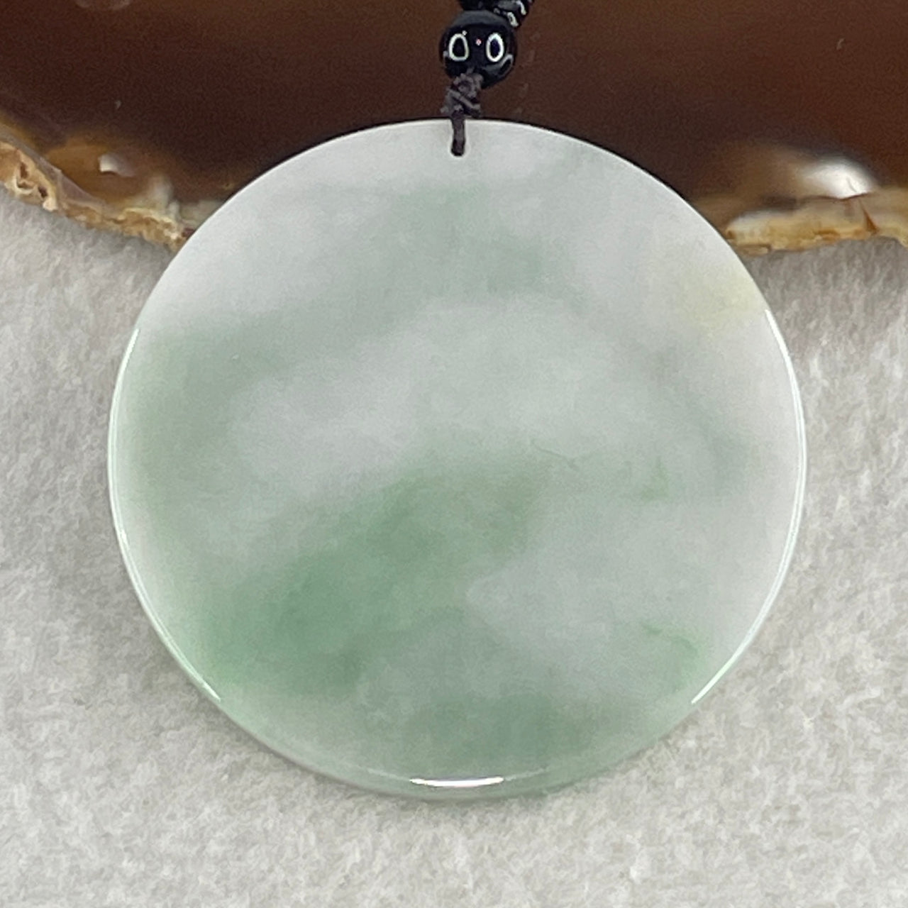 Natural Type A Lavender with Green Jadeite Round Wu Shi Pai Pendant 35.37g 34.0 by 3.8mm - Huangs Jadeite and Jewelry Pte Ltd