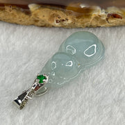 Natural Type A Semi Icy Lavender Jadeite Calabash Hulu Pendant in Stainless Steel Clasp 3.29g 26.8 by 13.9 by 5.7mm - Huangs Jadeite and Jewelry Pte Ltd