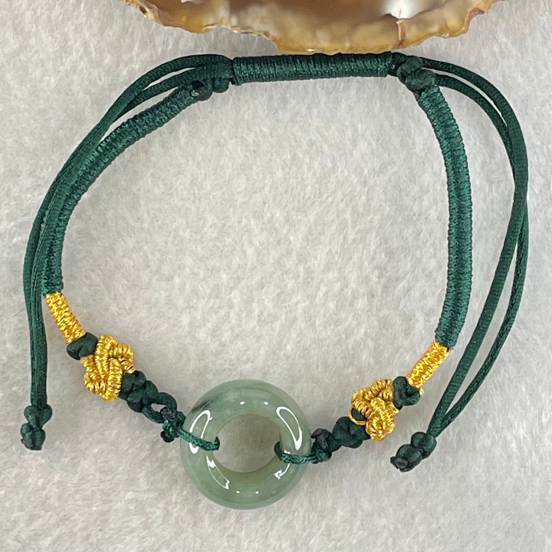 Type A Blueish Green Jadeite Ping An Kou String Bracelet 3.64g 16.3 by 6.6mm - Huangs Jadeite and Jewelry Pte Ltd