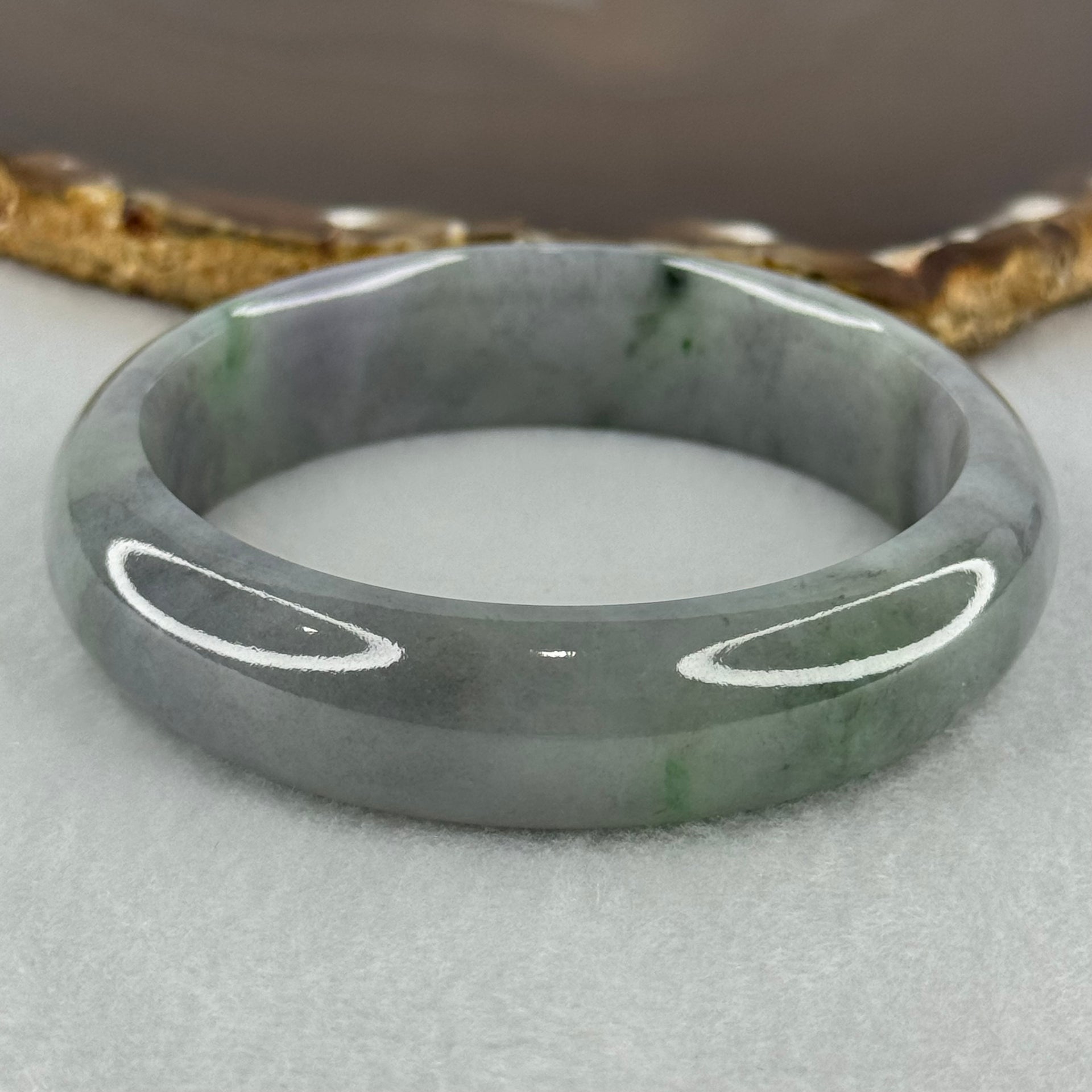 Type A Grey Wuji with Lavender and Green Jadeite Bangle Internal Diameter 56.2mm 61.48g 15.4 by 8.5mm (Slight Internal Lines) - Huangs Jadeite and Jewelry Pte Ltd