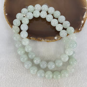 Type A Light Lavender Green Jadeite Beads Necklace 160.48g 56cm 12.6mm 48 Beads - Huangs Jadeite and Jewelry Pte Ltd