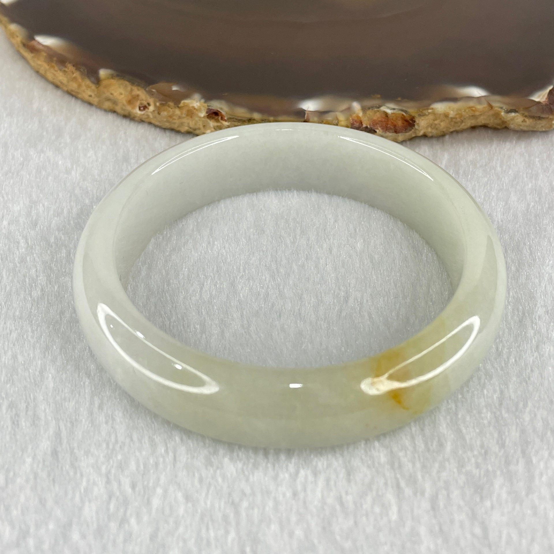 Type A Faint Green with Faint Lavender and Yellow Spot Jadeite Bangle 53.71g Internal Diameter 54.0mm 13.9 by 7.7mm (Very Slight Internal Lines) - Huangs Jadeite and Jewelry Pte Ltd