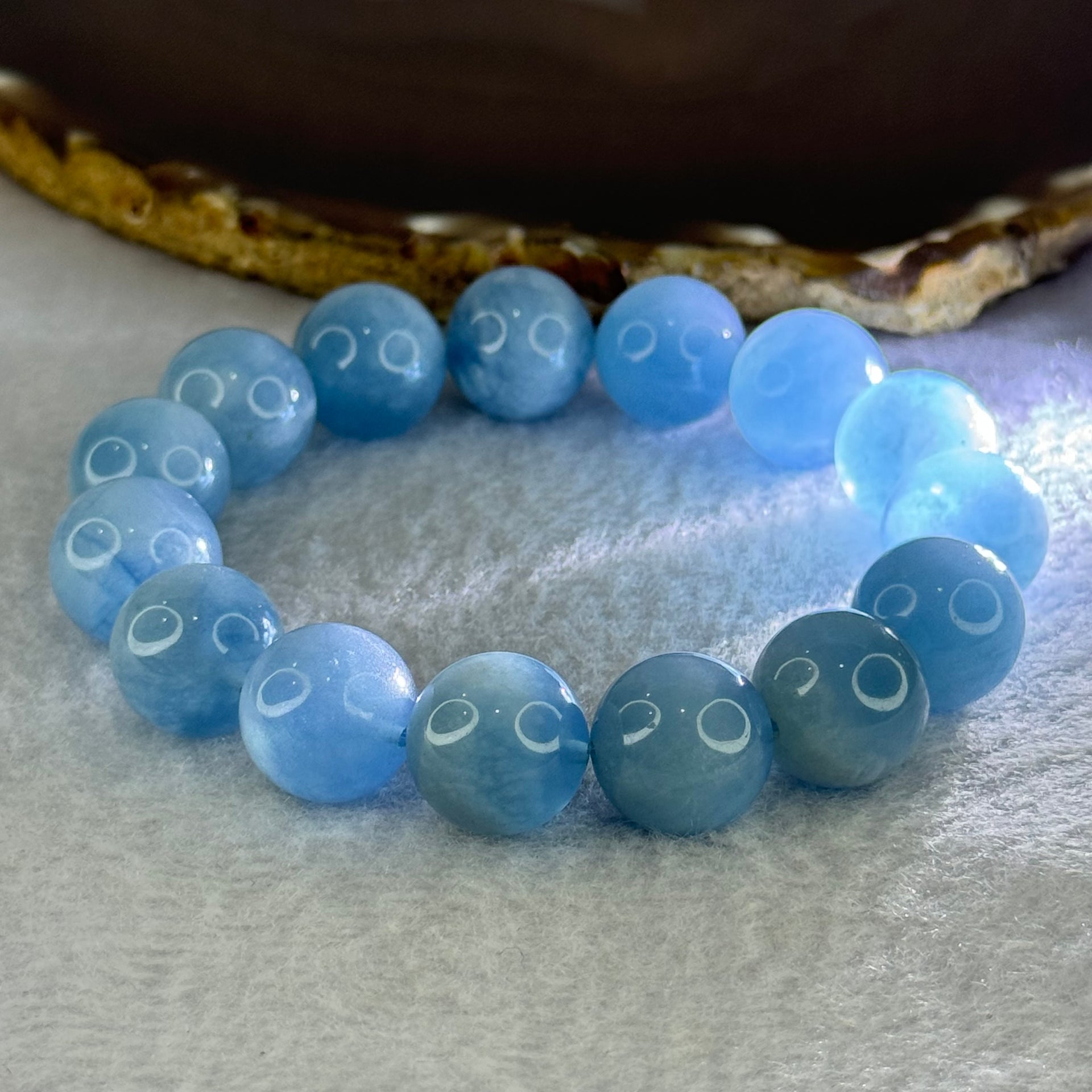 Natural Aquamarine Beads Bracelet 66.27g 19cm 14.8mm 15 Beads - Huangs Jadeite and Jewelry Pte Ltd
