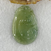 Type A Icy Blueish Green with Dark Green and Yellow Patches Jadeite Ruyi Pendant 8.36g 38.8 by 25.9 by 4.6mm - Huangs Jadeite and Jewelry Pte Ltd
