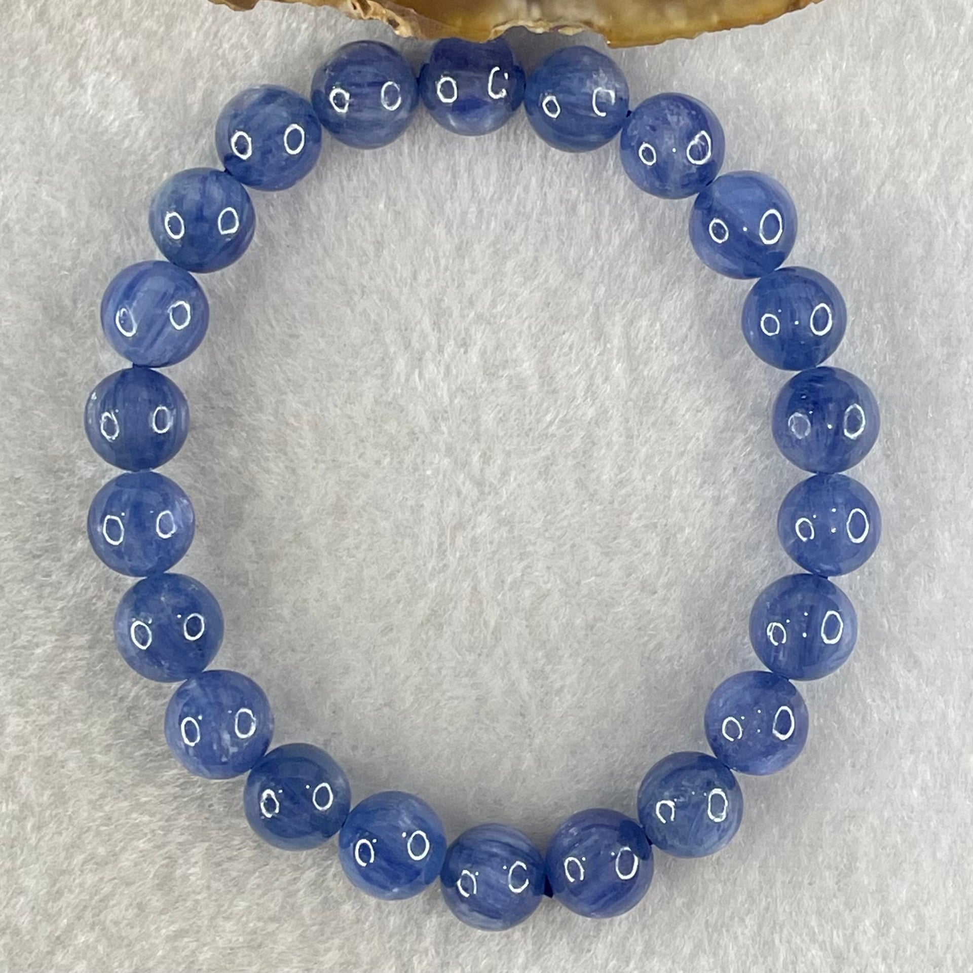 Natural Blue Kyanite Beads Bracelet 25.96g 15.5cm 8.9mm 22 Beads - Huangs Jadeite and Jewelry Pte Ltd
