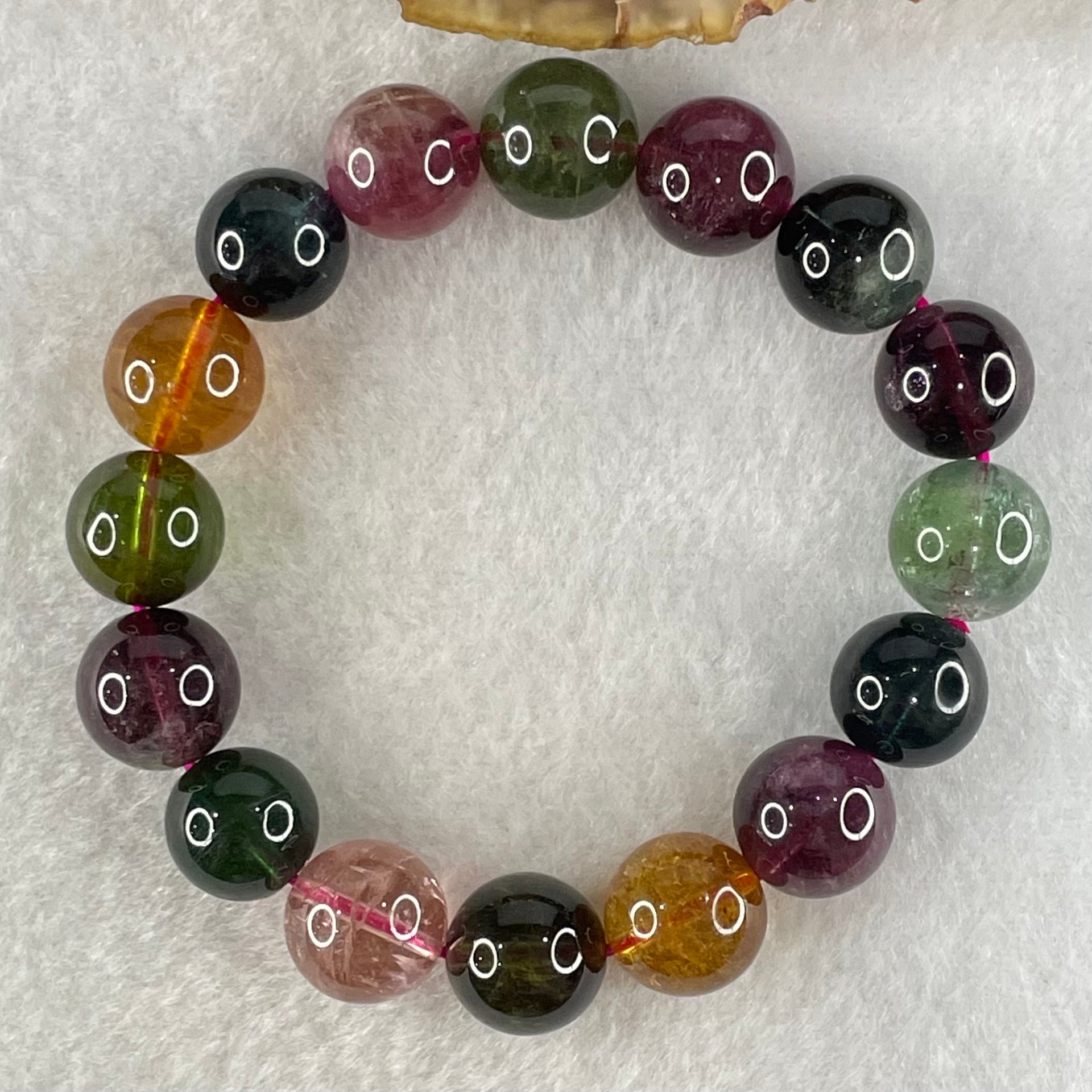 Good Grade Natural Tourmaline Crystal Bracelet 电气石 39.27g 15.5cm 11.8mm 16 Beads - Huangs Jadeite and Jewelry Pte Ltd