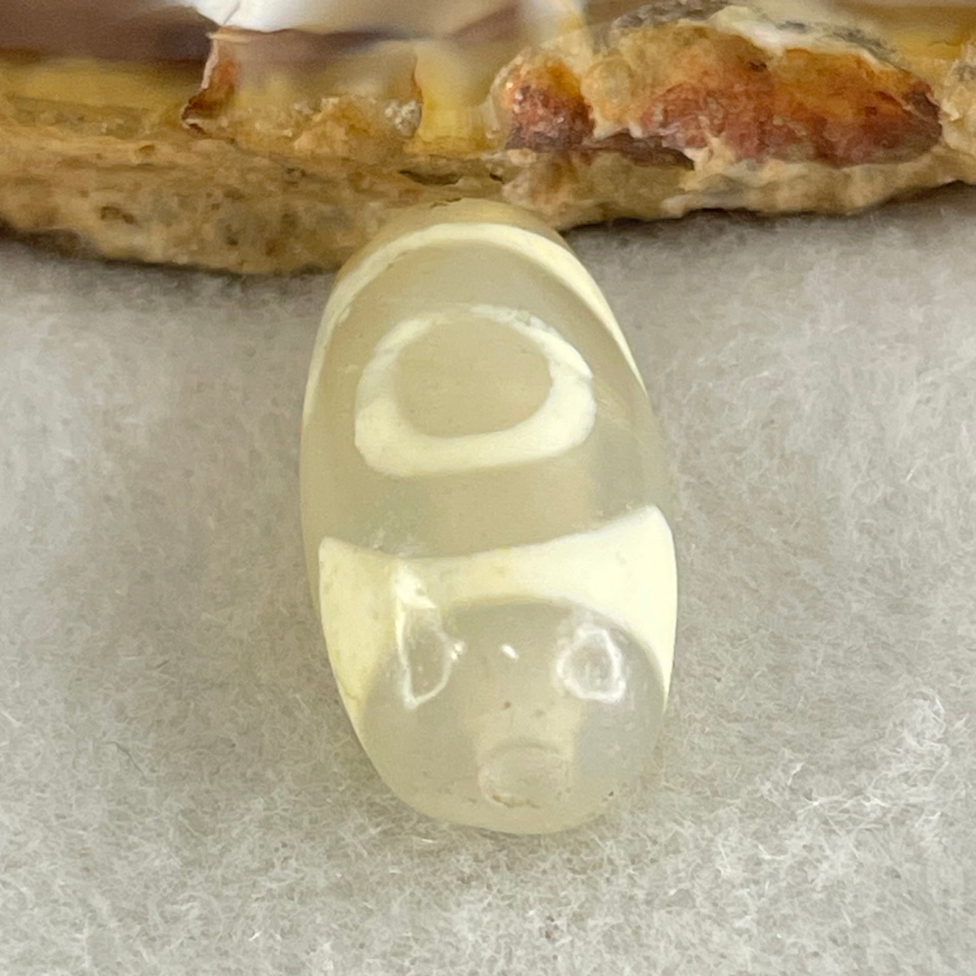 Natural Powerful Tibetan Old Oily Agate 3 Eyes Dzi Bead Heavenly Master (Tian Zhu) 三眼天诛 3.10g 20.2 by 10.2mm - Huangs Jadeite and Jewelry Pte Ltd