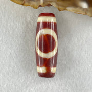 Natural Powerful Tibetan Old Oily Red White Agate One Eye Fire Sign Dzi Bead Heavenly Master (Tian Zhu) 一眼火天珠 10.70g 37.4 by 13.4mm - Huangs Jadeite and Jewelry Pte Ltd