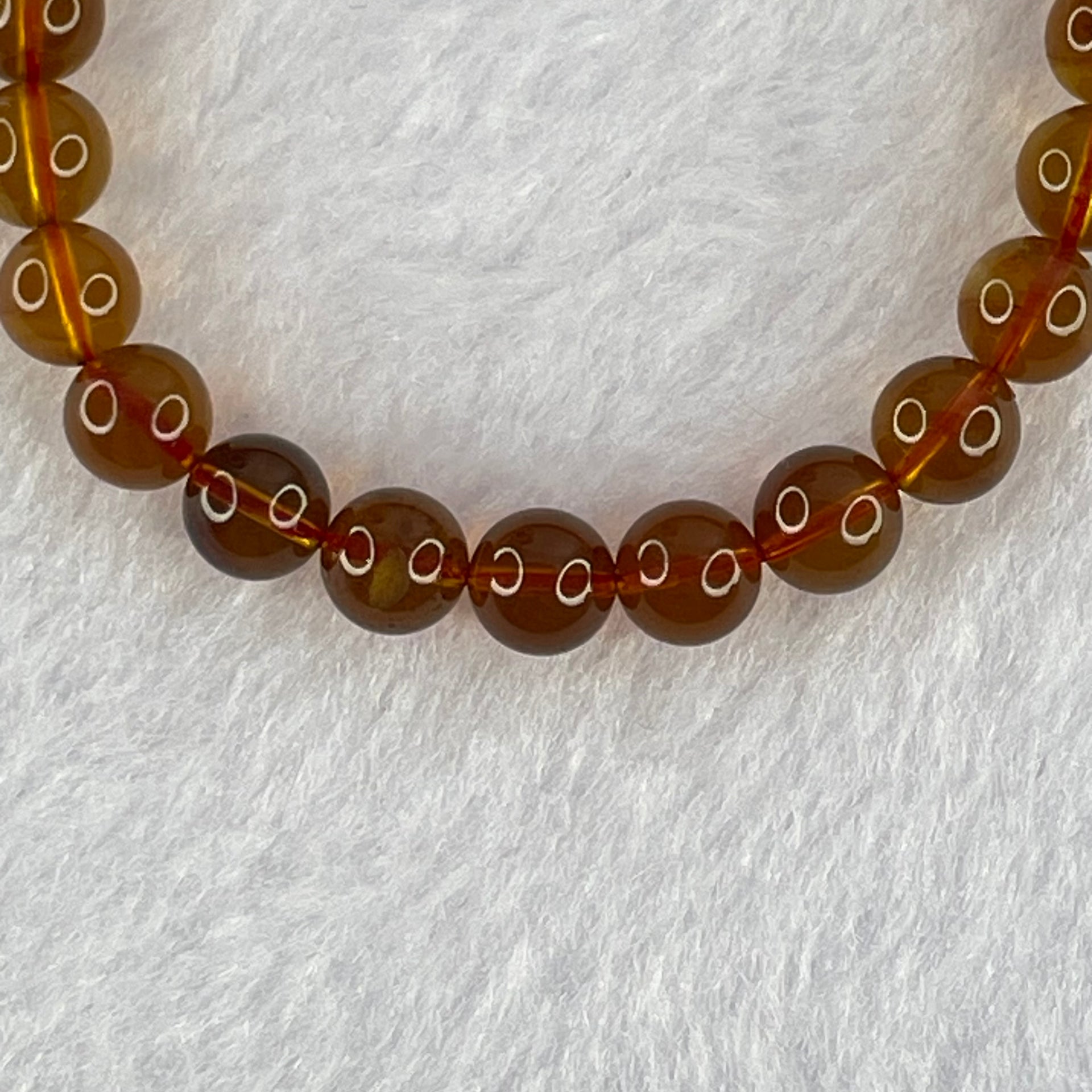 Natural Purple Amber Beads Bracelet 天然紫蜜琥珀手链 3.87g 15cm 6.4mm 28 Beads - Huangs Jadeite and Jewelry Pte Ltd