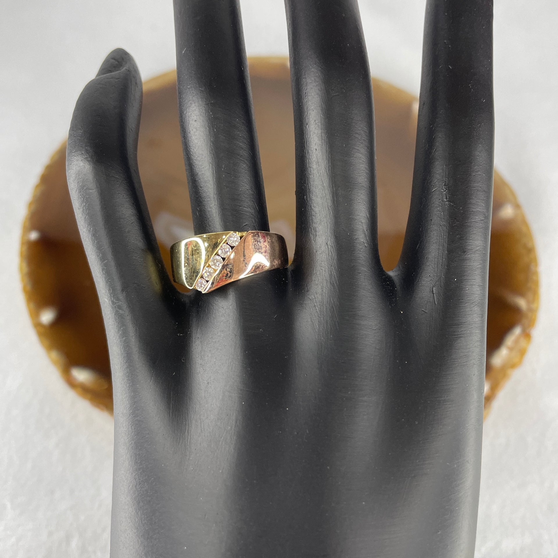 Natural Diamonds in 14K Rose and White Gold Ring Total Weight 5.35g US8.4 HK18.5 - Huangs Jadeite and Jewelry Pte Ltd