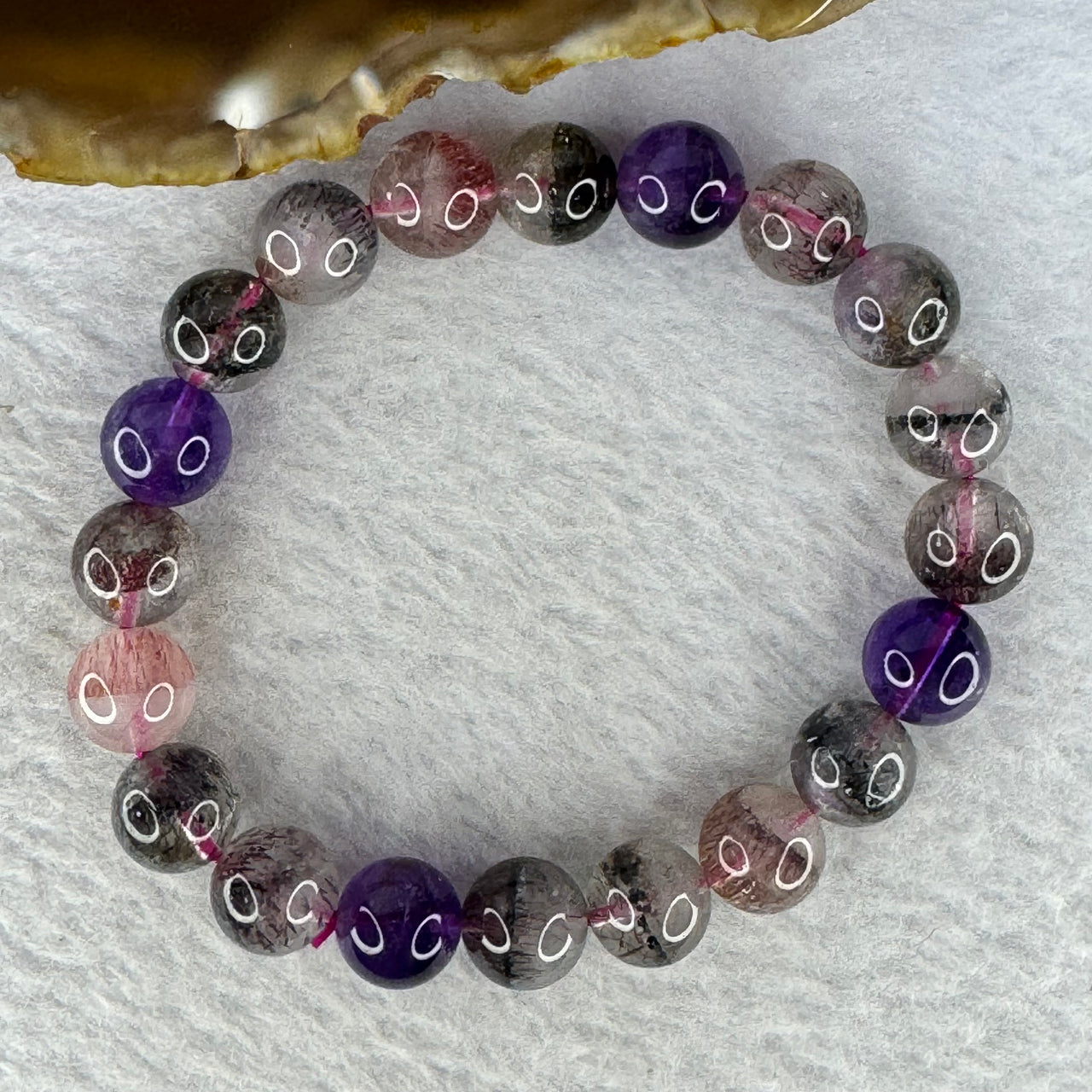 Natural Super 7 Crystal Bracelet 25.20g 9.8 mm 20 Beads - Huangs Jadeite and Jewelry Pte Ltd