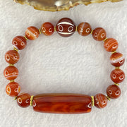 Natural Carnelian Agate Beads Bracelet 40.57g 19cm 36.6 by 10.6mm, 10.6mm 1 Pcs, 6.4mm 14 Beads - Huangs Jadeite and Jewelry Pte Ltd