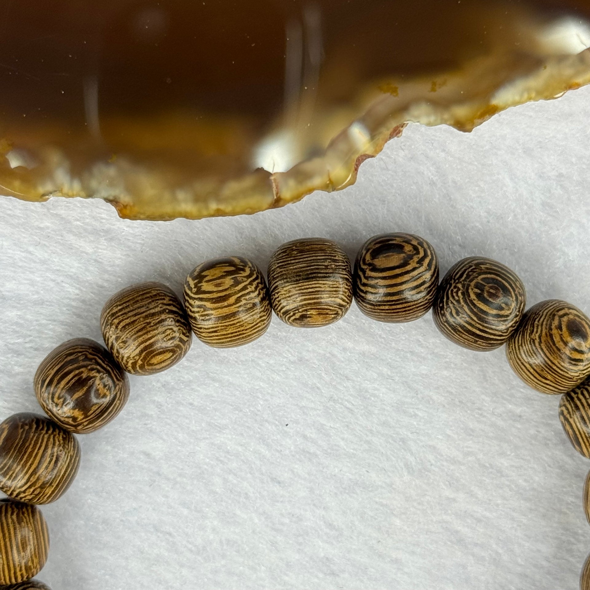 Natural Wenge Wooden Beads Bracelets 天然鸡翅木手链 9.35g 16.5cm 9.9mm 21 Beads - Huangs Jadeite and Jewelry Pte Ltd