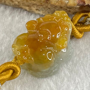 Type A Yellow with Faint Green Lavender Jadeite Male Pixiu String Bracelet 5.58g 13.5cm 20.6 by 15.7 by 10.8mm - Huangs Jadeite and Jewelry Pte Ltd