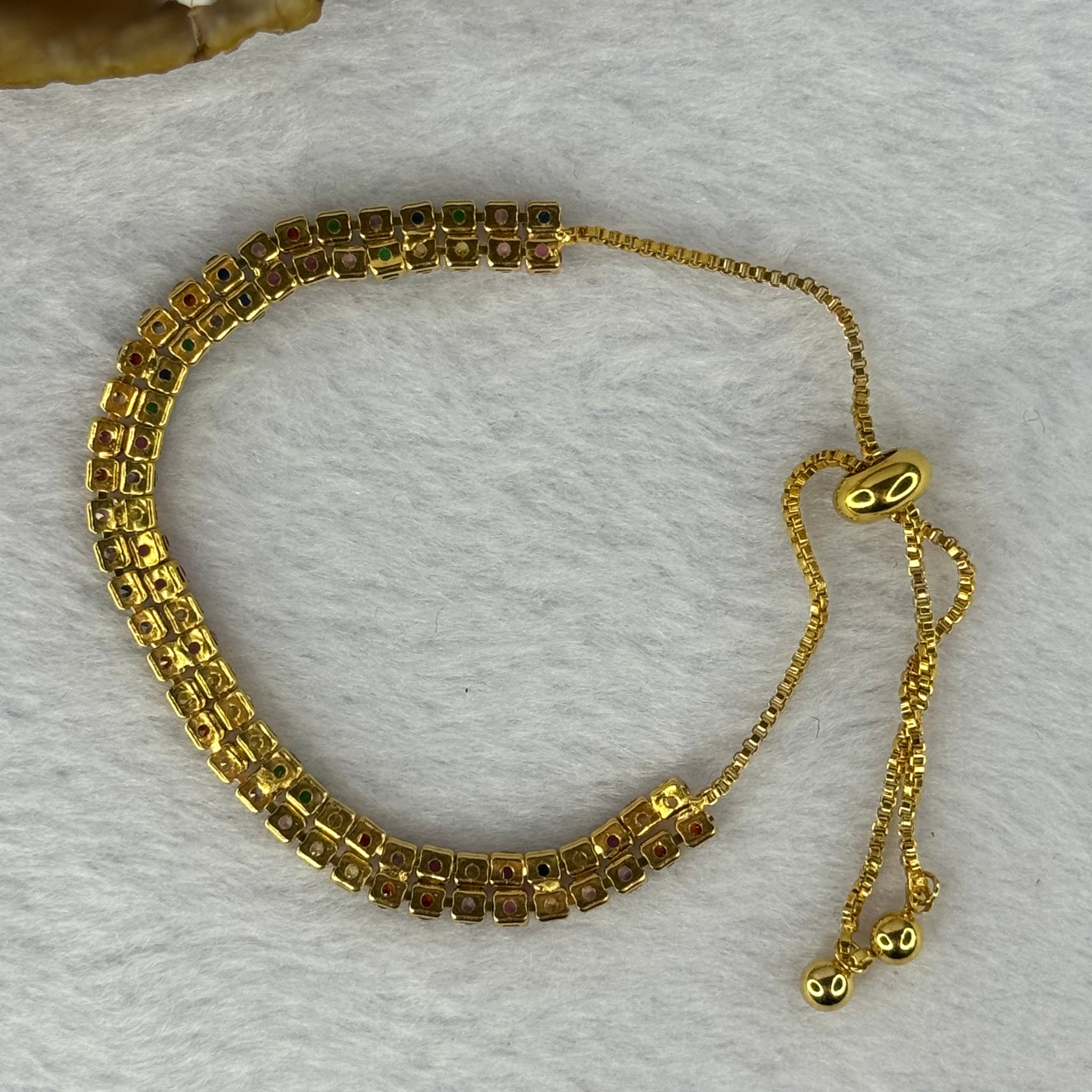 Multi Color Cubic Zirconia Crystals in 14KGF Bracelet (Adjustable Size) 5.49g each stone approx2.9 by 2.1mm - Huangs Jadeite and Jewelry Pte Ltd