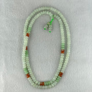 Type A Light Green Apple Green and Red Jadeite Beads Necklace 45.64g 64cm 5.8mm 181 + 6 Beads - Huangs Jadeite and Jewelry Pte Ltd