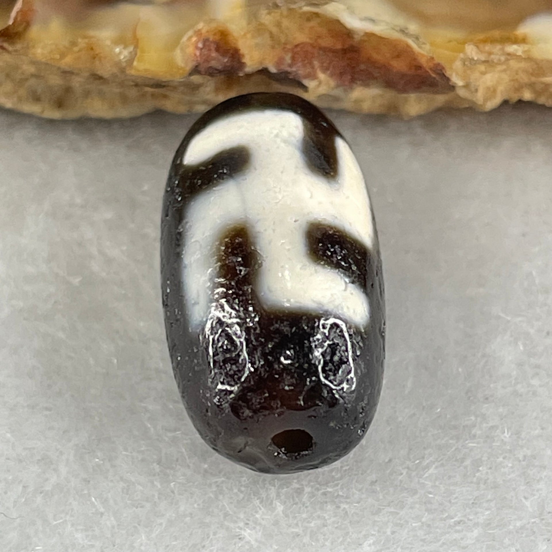 Natural Powerful Tibetan Old Oily Agate 1 Eye With Swastika Dzi Bead (Hotu Dzi) 3.46g 19.5 by  10.7mm - Huangs Jadeite and Jewelry Pte Ltd