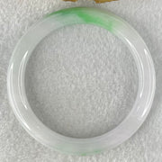 Type A Faint Lavender with Emerald Green Piao Hua Jadeite Floral Bangle 35.49g Internal Diameter 56.1mm 8.1 by 8.3mm - Huangs Jadeite and Jewelry Pte Ltd