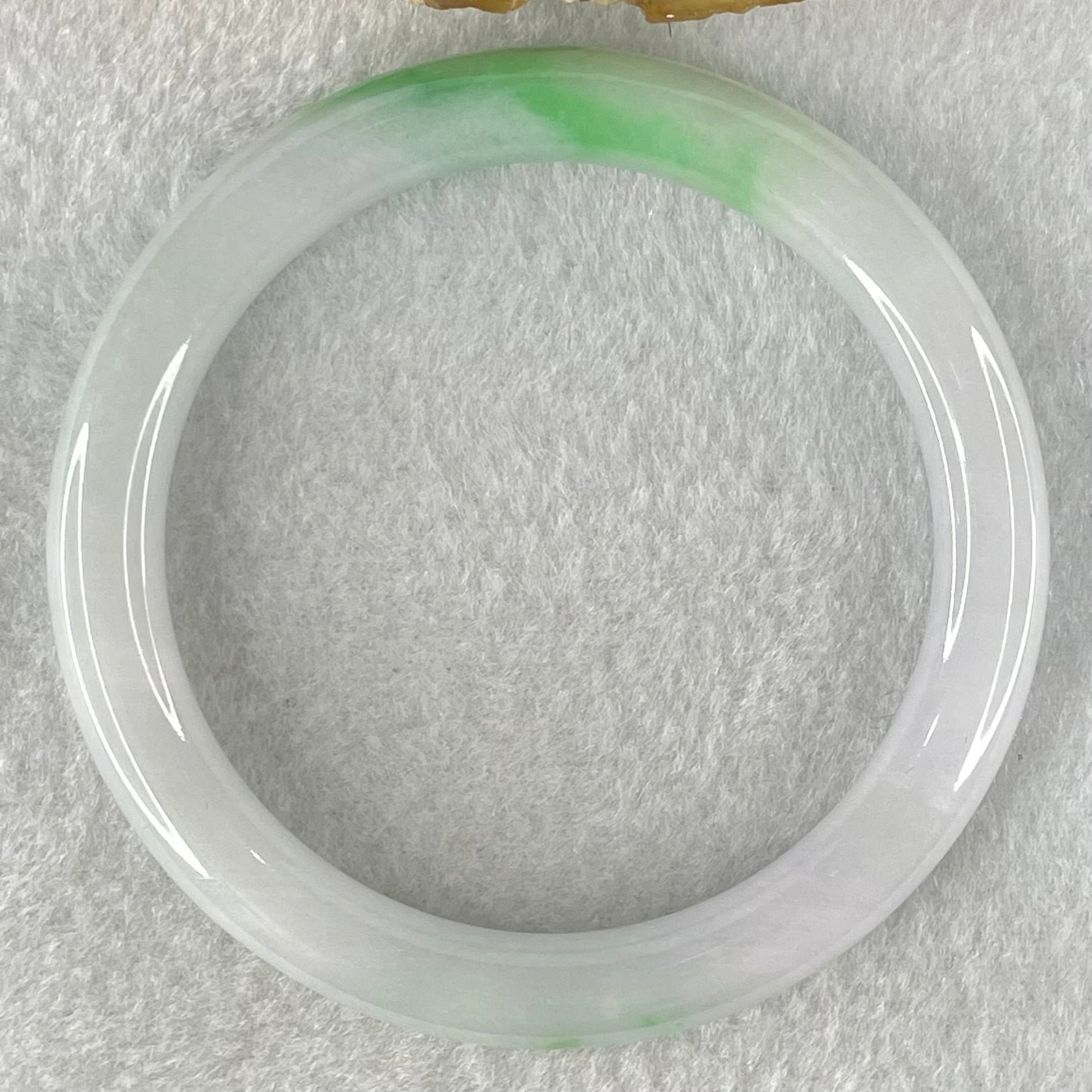 Type A Faint Lavender with Emerald Green Piao Hua Jadeite Floral Bangle 35.49g Internal Diameter 56.1mm 8.1 by 8.3mm - Huangs Jadeite and Jewelry Pte Ltd