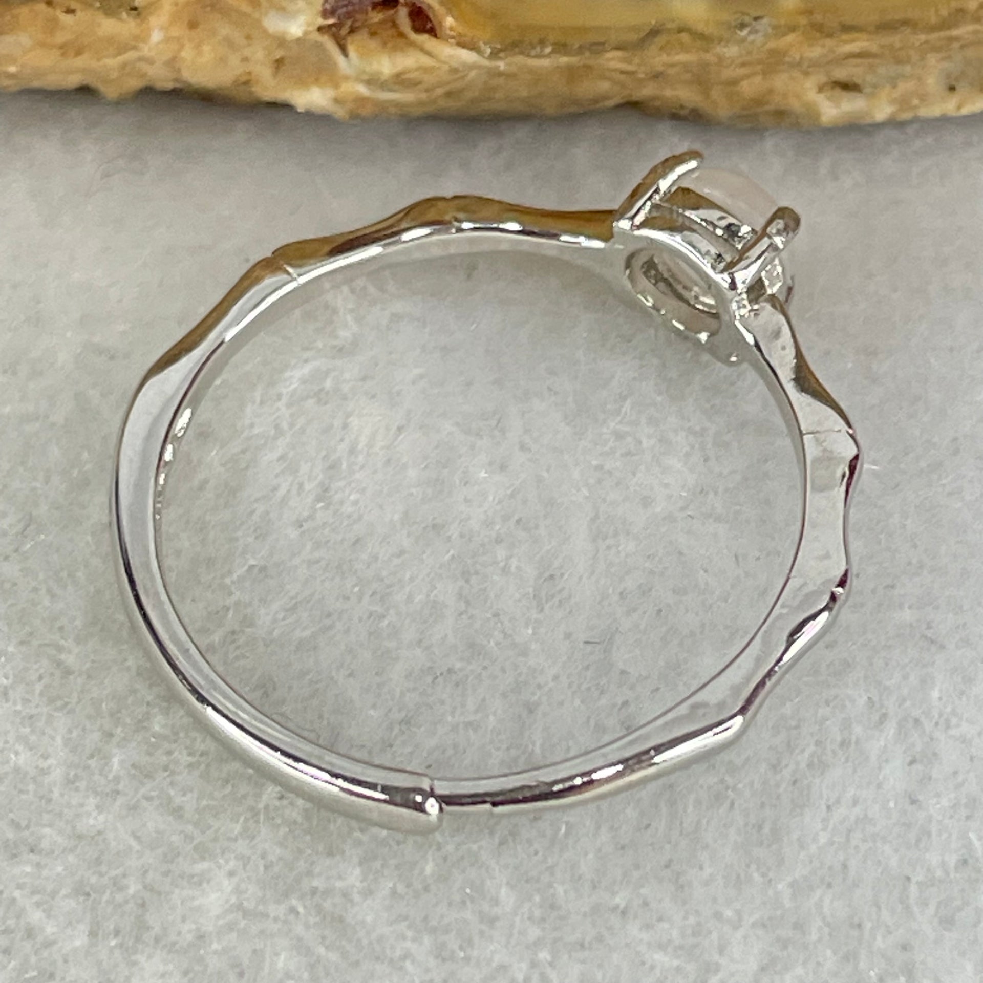 Type A Semi Icy Lavender Cabochon Jadeite in S925 Sliver Ring (Adjustable Size) 1.07g 4.5 by 2.5mm - Huangs Jadeite and Jewelry Pte Ltd