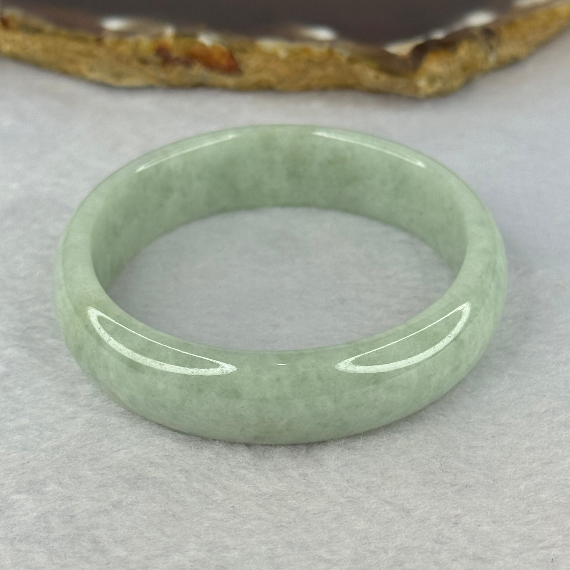 Type A Light Green Jadeite Oval Bangle 32.96g Internal Diameter 51.4mm 13.1 by 6.9mm (Very Slight External Rough) - Huangs Jadeite and Jewelry Pte Ltd