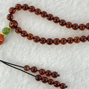 Natural Blood Red with Yellow Amber Beads Necklace 天然血珀项链 12.27g 60cm 9.4mm 3 Beads 5.7mm 6 Beads 5.1mm 104 Beads - Huangs Jadeite and Jewelry Pte Ltd