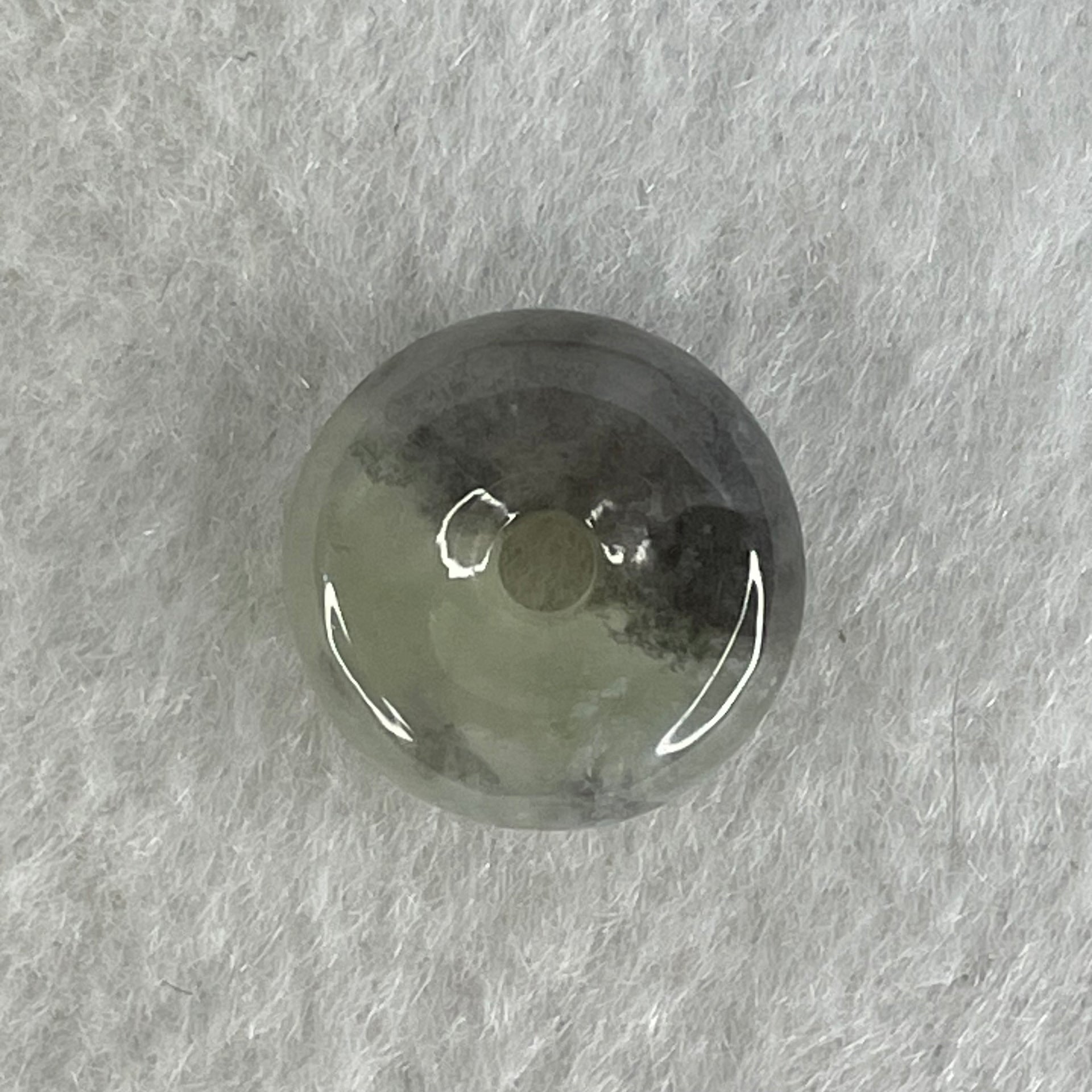 Type A Semi Icy Light Green With Wuji Grey Piao Hua Jadeite Ping An Kou Charm/Pendant 2.50g 13.9 by 6.1mm - Huangs Jadeite and Jewelry Pte Ltd