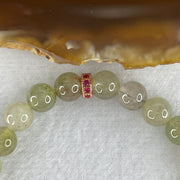 Natural Type A Light Green with Greyish Jadeite Beads Bracelet 15.27g 15cm 6.9mm 26 Beads - Huangs Jadeite and Jewelry Pte Ltd