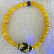 Natural Butterscotch Amber Beads with Rare Tibetan Old Antique Oily Agate Tiger Tooth Daluo Dzi Bead 8.08g 16cm 15.7 by 12.3mm 26 Beads 6.5mm - Huangs Jadeite and Jewelry Pte Ltd