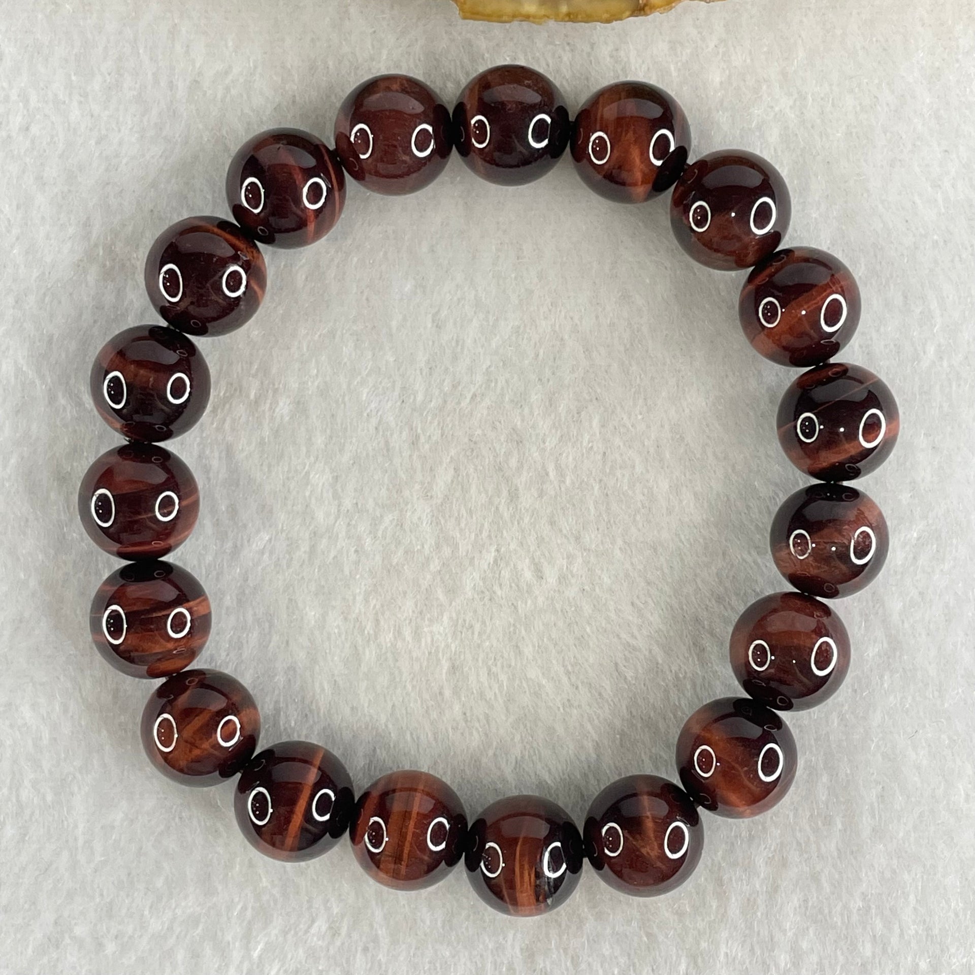 Natural Red Tiger's Eye Quartz Beads Bracelet 29.32g 16cm 10.4mm 19 Beads - Huangs Jadeite and Jewelry Pte Ltd