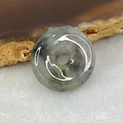 Type A Icy Wuji Grey Jadeite Ping An Kou Donut Charm Pendant 3.55g 17.5 by 5.5mm - Huangs Jadeite and Jewelry Pte Ltd