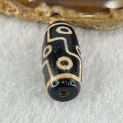 Natural Powerful Tibetan Old Oily Dark Brown with Yellowish White Agate 9 Eyes Dzi Bead Heavenly Master (Tian Zhu) 九眼天诛 6.62g 28.0 by 12.4mm - Huangs Jadeite and Jewelry Pte Ltd