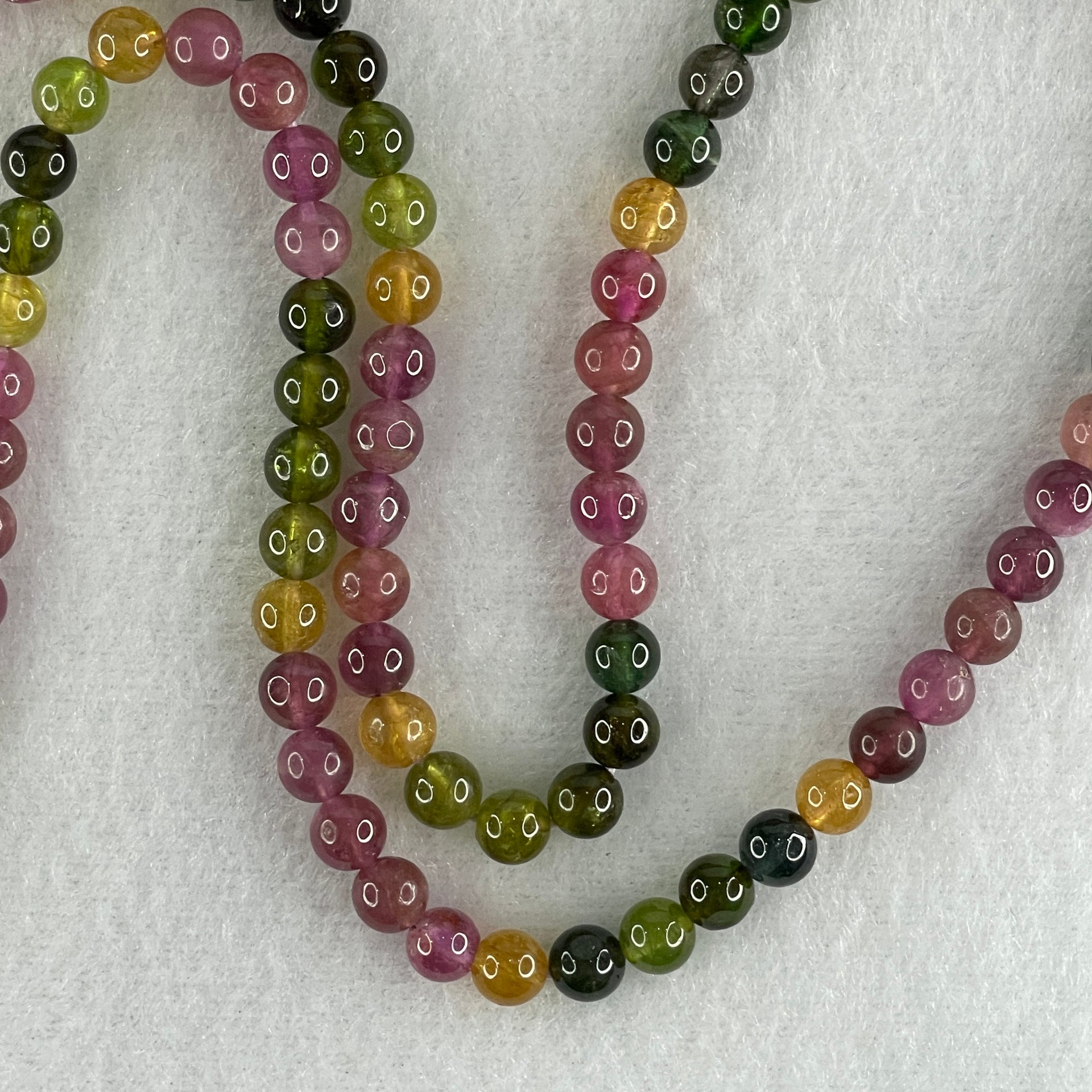 Very Good Natural Tourmaline Crystal Beads Necklace 29.44g 54cm 5.9mm 97Beads - Huangs Jadeite and Jewelry Pte Ltd