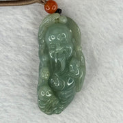 Type A Blueish Green Jadeite Shou Xing Gong Pendant for Longevity and Good Health 蓝水翡翠寿星公牌20.73g 45.3 by 21.7 13.3mm - Huangs Jadeite and Jewelry Pte Ltd