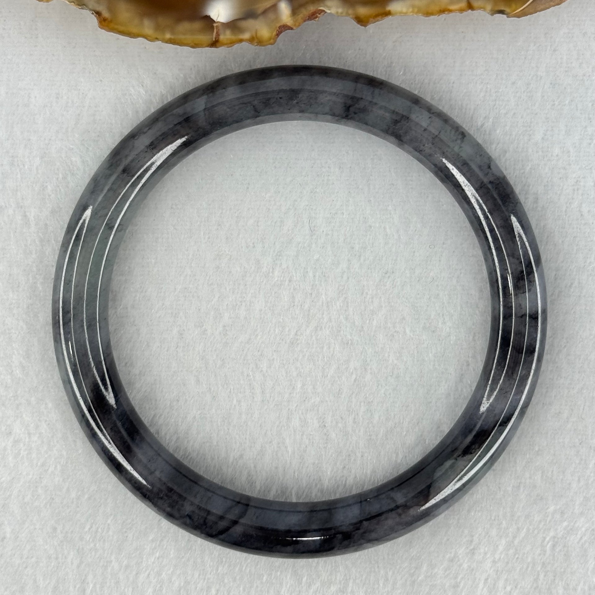 Type A Wuji Black Grey Jadeite Bangle Internal Diameter 55.2mm 34.32g 8.1 by 8.2mm (Very Slight Internal Line) - Huangs Jadeite and Jewelry Pte Ltd