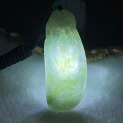 Type A Semi Icy Light Blueish Green Jadeite Guan Yin Pendant 20.29g 62.4 by 25.2 by 6.3mm - Huangs Jadeite and Jewelry Pte Ltd