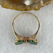 Type A Green Burmese Icy Butterfly Jade Jadeite ring in 18k rose gold & natural diamonds 1.87g  Ring Size: US 6.5 - Huangs Jadeite and Jewelry Pte Ltd