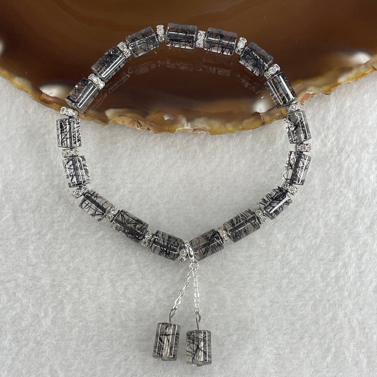 Natural Black Rutilated Quartz Lulu Tong Bracelet 16.33g 16.5cm 6.4mm 17 Lulu Tong - Huangs Jadeite and Jewelry Pte Ltd