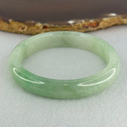 Type A Semi Icy Bright Green Jadeite Oval Bangle Internal Diameter 54.4mm 40.37g 11.3 by 8.4mm (Slight Internal Lines) - Huangs Jadeite and Jewelry Pte Ltd