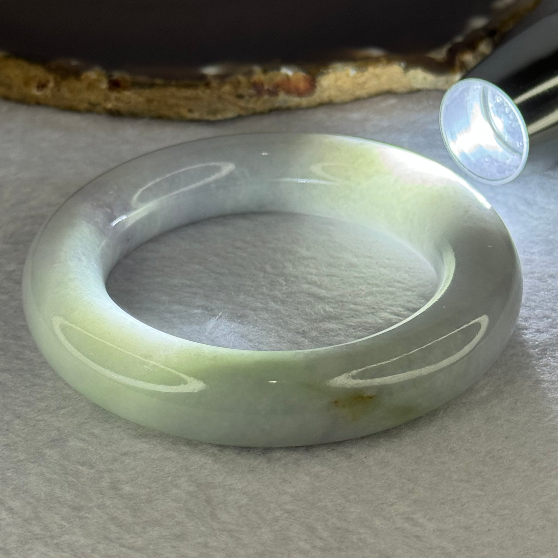 Type A Lavender Green Jadeite Bangle Internal Diameter 54.2mm 109.81g 14.8 by 74.4mm (Very Fine Internal Line) - Huangs Jadeite and Jewelry Pte Ltd