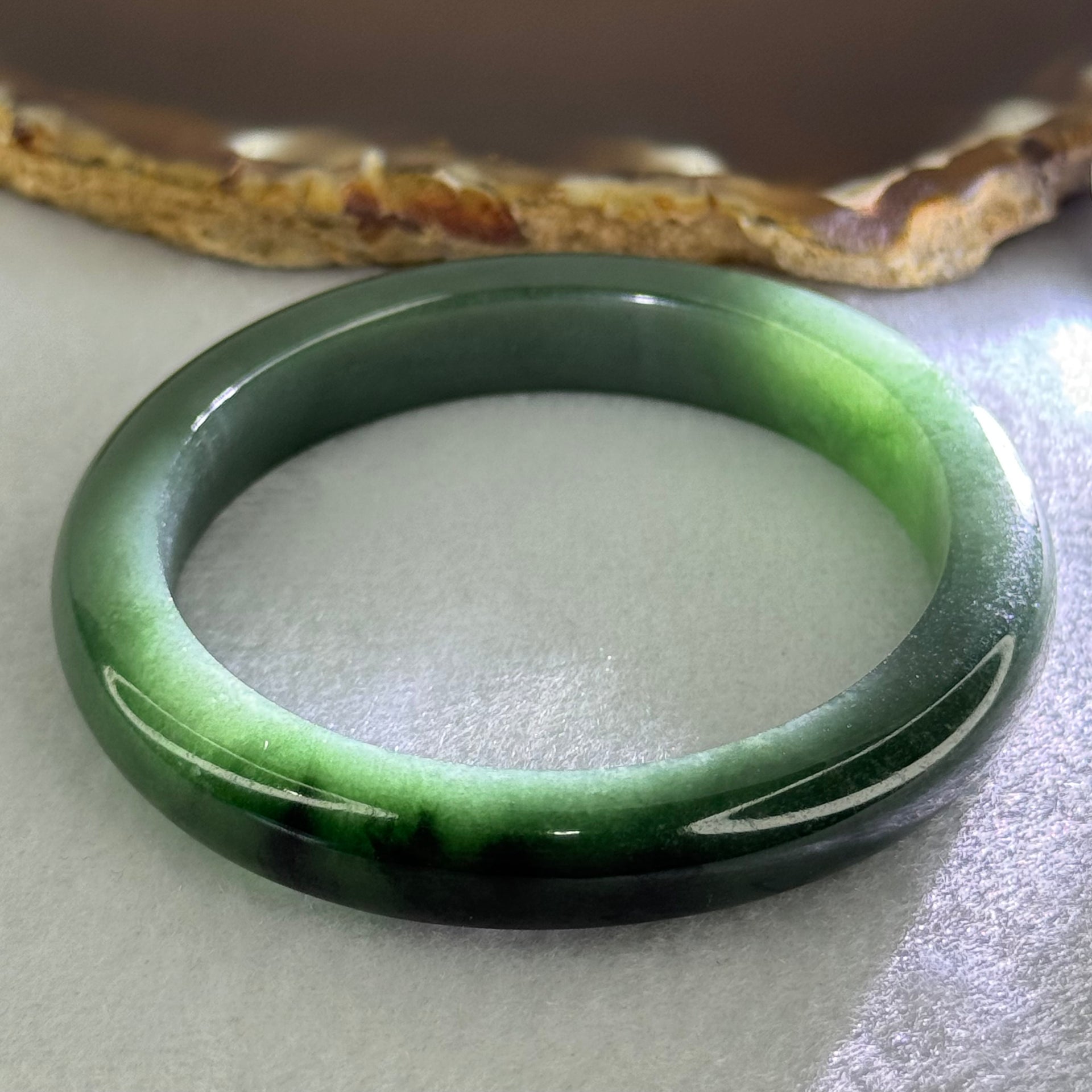Type A Dark Green Jadeite Bangle Internal Diameter 50.9mm 39.18g 9.8 by 7.7mm (Very Slight Internal Line) - Huangs Jadeite and Jewelry Pte Ltd