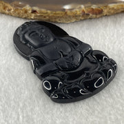 Type A Opaque Black Omphacite Jadeite Guan Yin Pendant 28.39g 63.4 by 38.8 by 7.5mm - Huangs Jadeite and Jewelry Pte Ltd