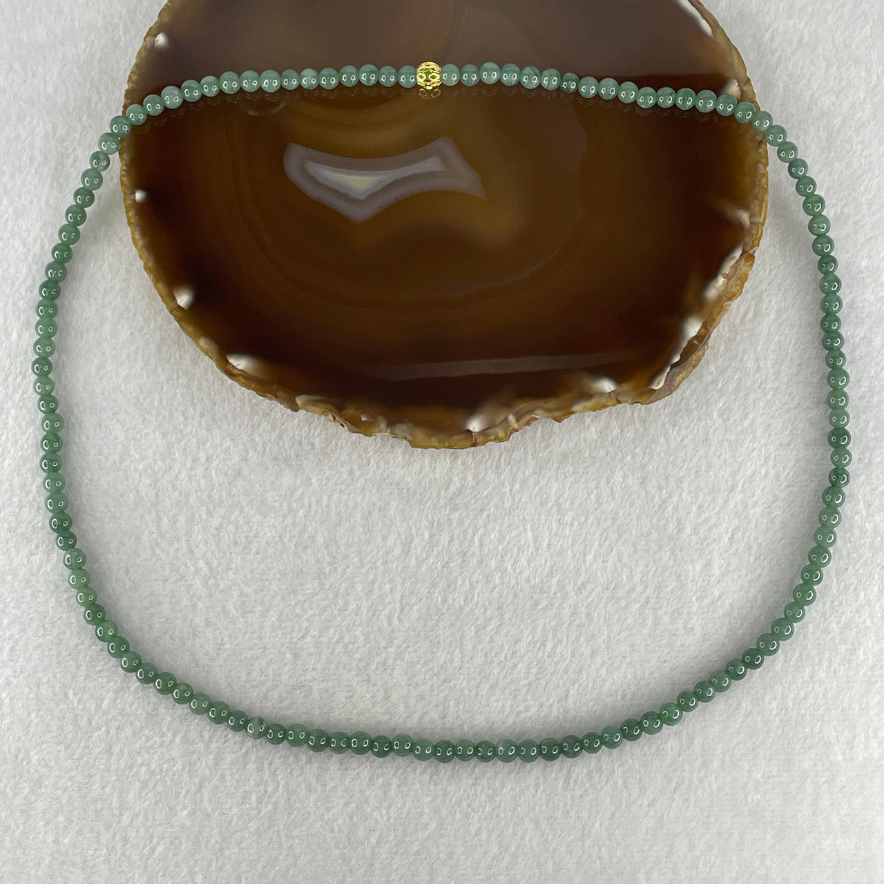 Natural Type A Blueish Green Jadeite Beads Necklace 28.66g 58cm 5.4mm 122 Beads